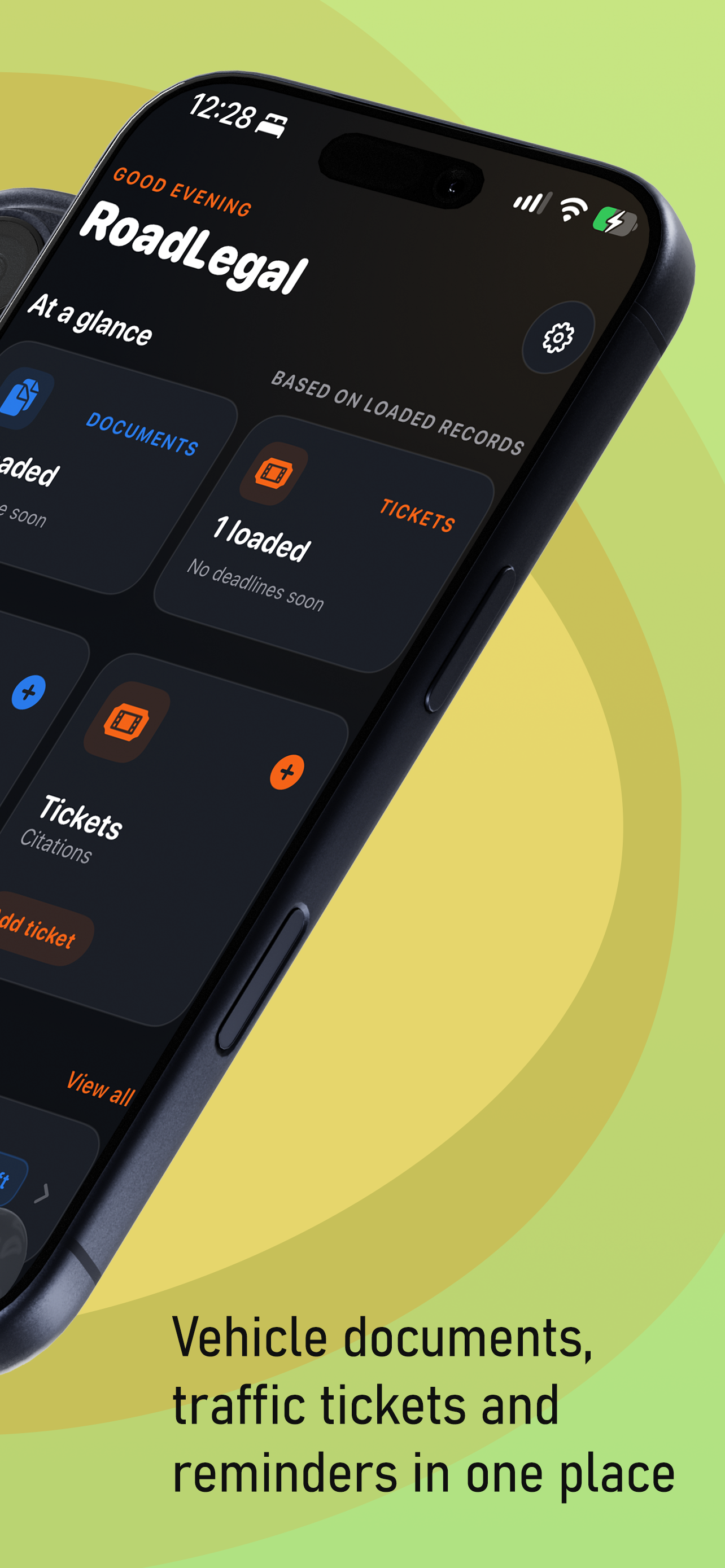 Vehicle documents, traffic tickets, and reminders in one place
